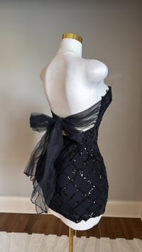 Image 4 of Elle mesh bow mini dress (black)