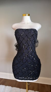 Image 2 of Elle mesh bow mini dress (black)