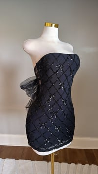 Image 3 of Elle mesh bow mini dress (black)