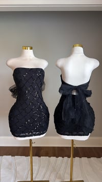 Image 1 of Elle mesh bow mini dress (black)