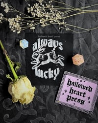 Image 1 of always lucky - original rabbit linocut patch