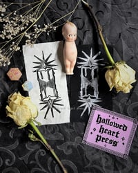 Image 1 of burning at both ends - original burning candle linocut patch