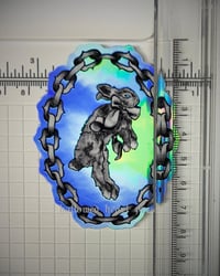 Image 2 of bunny in chains - original holographic sticker