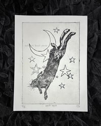Image 2 of black hare - original bunny print