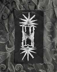 Image 2 of burning at both ends - original burning candle linocut patch