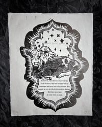 Image 2 of twice as many stars - original cow linocut print