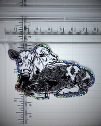 Image 2 of two headed calf - original glitter sticker