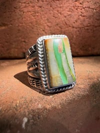 Image 1 of WL&A Handmade Heavy Ingot Split Lane Gem Grade Royston Ribbon Ring - Size 9