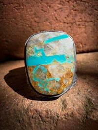 Image 3 of WL&A Heavy Ingot Split Lane Gem Grade Royston Blue Quartz Ribbon Ring - Size 9