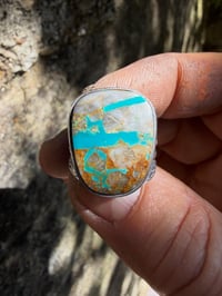 Image 5 of WL&A Heavy Ingot Split Lane Gem Grade Royston Blue Quartz Ribbon Ring - Size 9