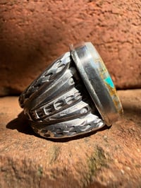 Image 6 of WL&A Heavy Ingot Split Lane Gem Grade Royston Blue Quartz Ribbon Ring - Size 9