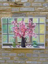 Image 2 of Pink cherry blossom against my studio window 100cm x 70cm 