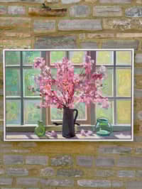 Image 4 of Pink cherry blossom against my studio window 100cm x 70cm 