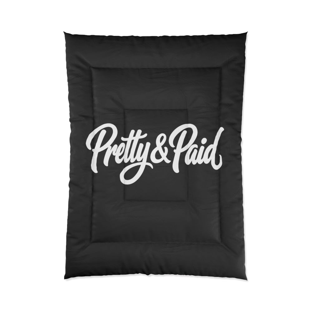 Image of Pretty & Paid Comforter – Bold Script Black Bedspread