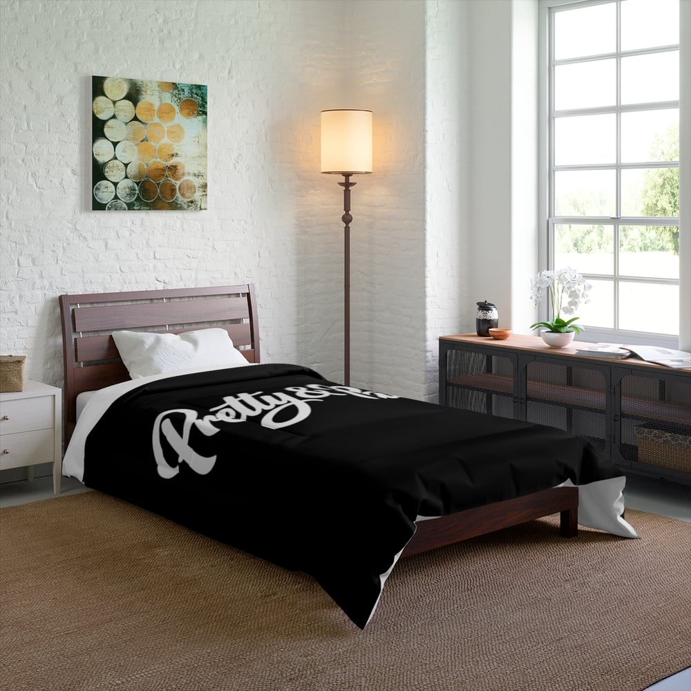 Image of Pretty & Paid Comforter – Bold Script Black Bedspread
