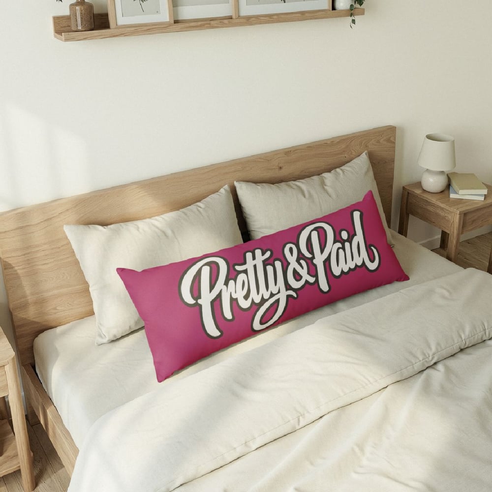 Image of Pretty & Paid Body Pillow — Pink Decorative Lumbar Pillow for Bedroom, Dorm or Gift