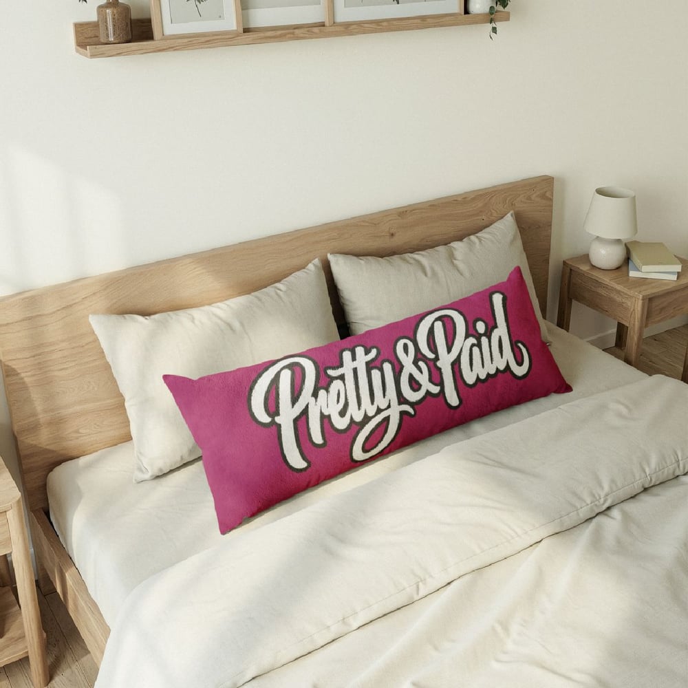 Image of Pretty & Paid Body Pillow — Pink Decorative Lumbar Pillow for Bedroom, Dorm or Gift