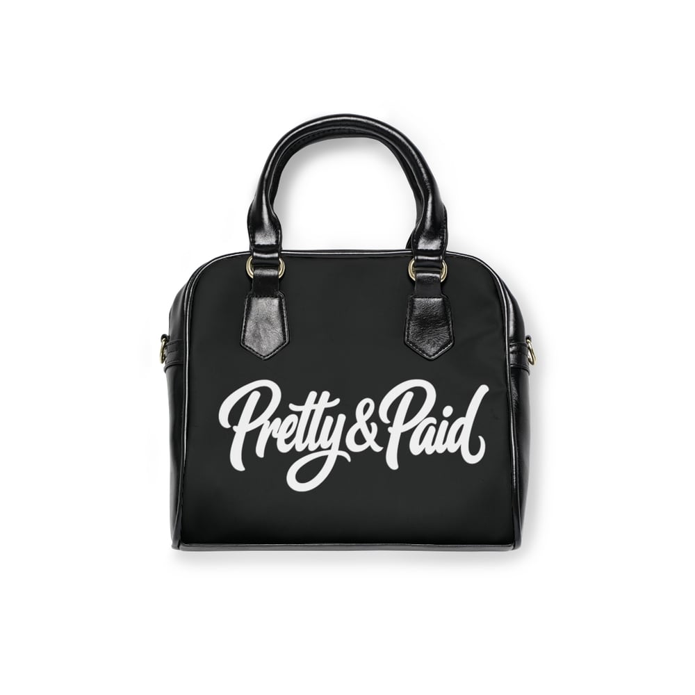 Image of Handbag — "Pretty & Paid" Black Shoulder Bag, Chic Statement Purse for Stylish Women