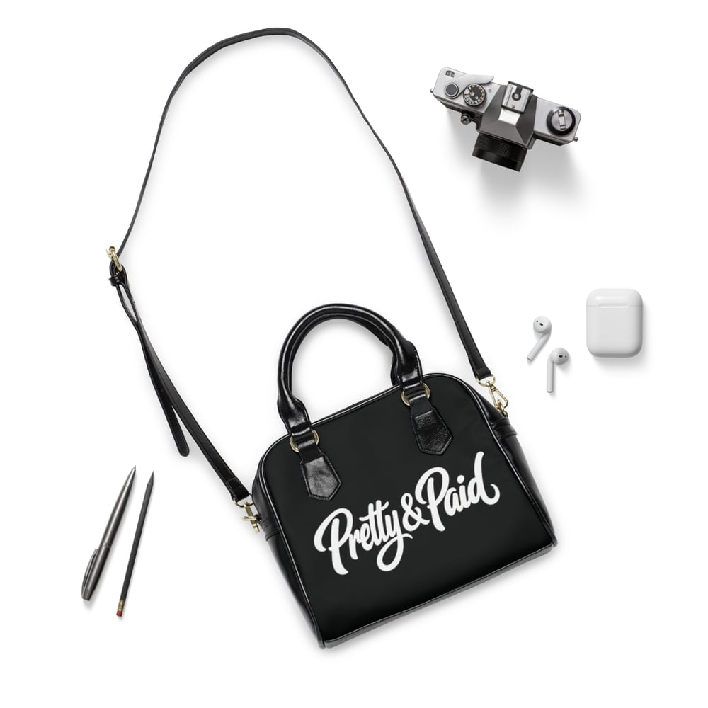 Image of Handbag — "Pretty & Paid" Black Shoulder Bag, Chic Statement Purse for Stylish Women