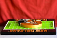 Image 6 of New Orleans Saints Hand Crafted NFL 3D Wooden Team Helmet Wall Hanging Artwork.