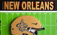 Image 10 of New Orleans Saints Hand Crafted NFL 3D Wooden Team Helmet Wall Hanging Artwork.