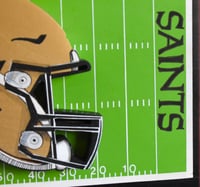 Image 12 of New Orleans Saints Hand Crafted NFL 3D Wooden Team Helmet Wall Hanging Artwork.