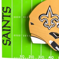Image 13 of New Orleans Saints Hand Crafted NFL 3D Wooden Team Helmet Wall Hanging Artwork.