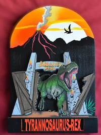 Image 1 of Jurassic Park-Tyrannosaurus-Rex Dinosaur 3D Hand Crafted Wooden Wall Artwork