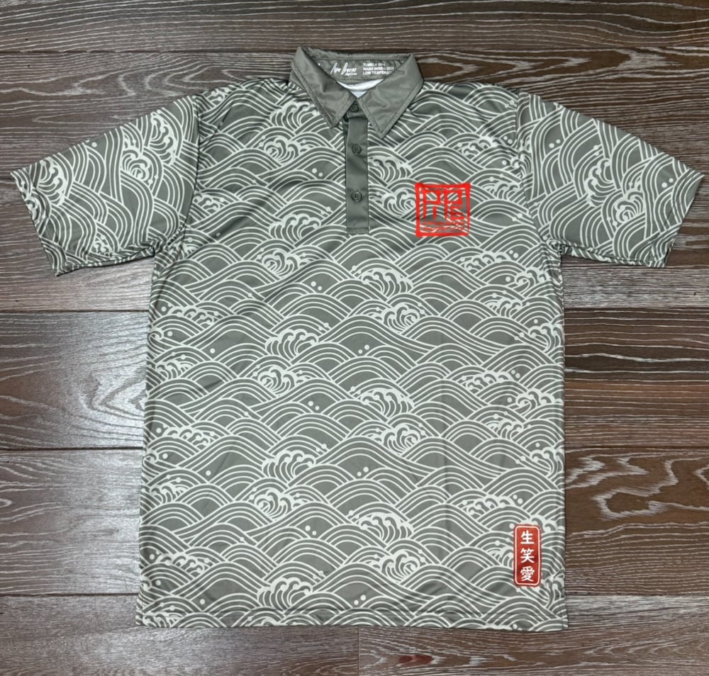 Image of GRAY SEIGAIHA MEN'S DRI FIT POLO SHIRT