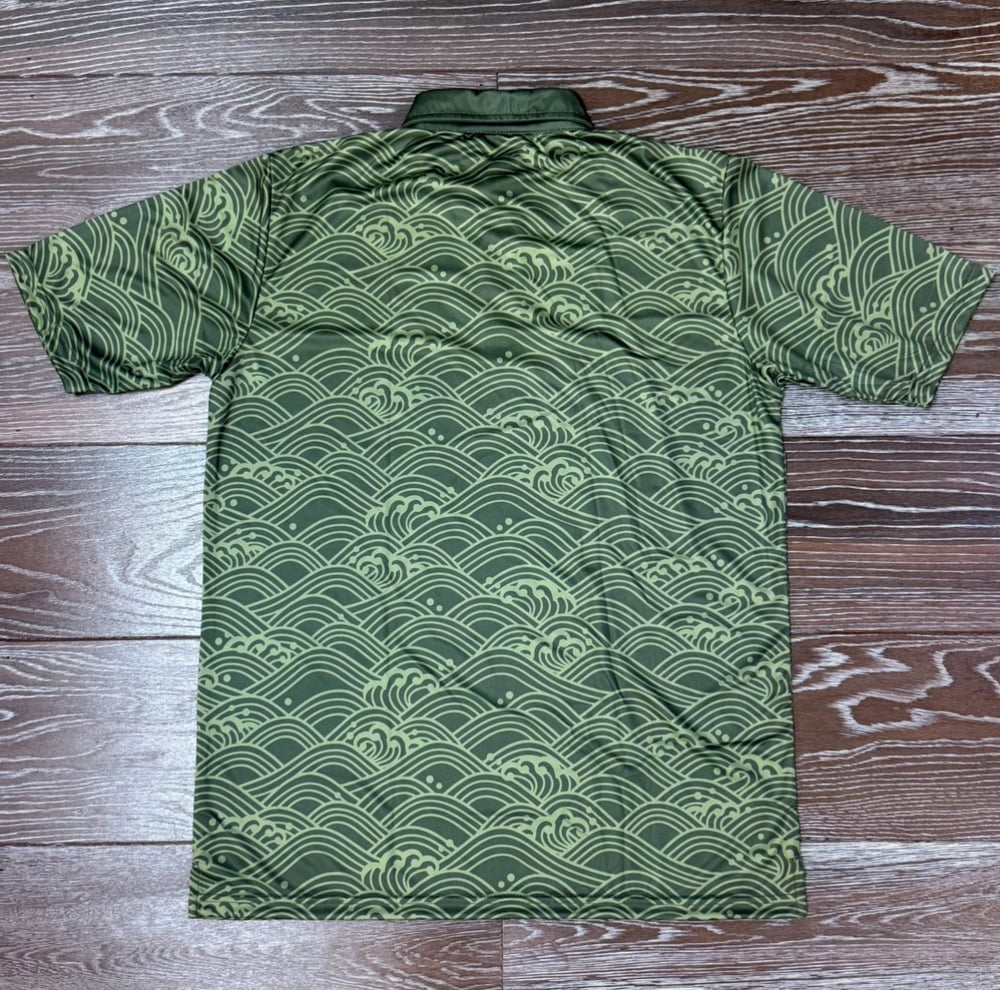 Image of OLIVE SEIGAIHA MEN'S DRI FIT POLO SHIRT