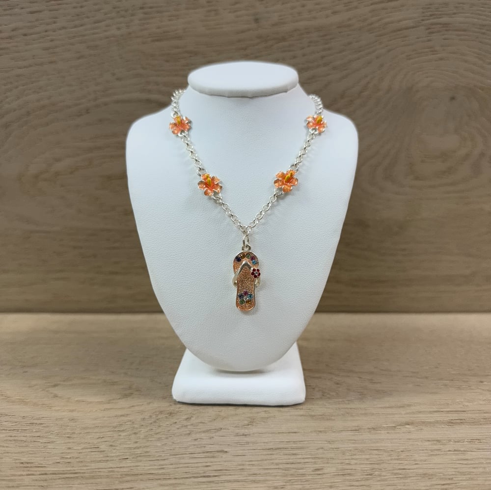 Image of ORANGE  HIBISCUS SLIPPAH WOMEN'S NECKLAC