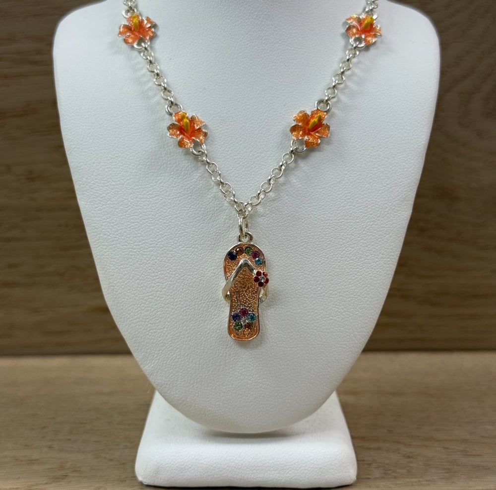 Image of ORANGE  HIBISCUS SLIPPAH WOMEN'S NECKLAC