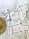 Ready Made SIze 8 Beige Embroidery on white T Top with Free Postage 