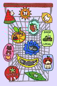 fruit cats sticker sheet