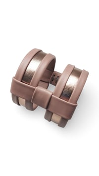 Image 3 of Bracciale bangle artigianale in pelle CAGE - Soft Sunset