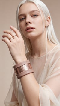 Image 2 of Bracciale bangle artigianale in pelle ESSENTIAL MEDIUM - Miele