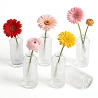 Image 1 of 6-Pack Clear Glass Bud Vases – Small Flower Vases for Table, Home, &amp; Wedding Decor