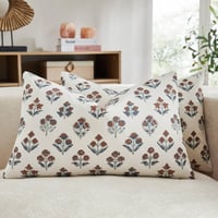 Image 1 of Cotton Floral Pillow Covers Set of 2 – Double-Sided Boho Decorative Throw Pillow Cases 12x20 in