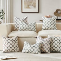 Image 2 of Cotton Floral Pillow Covers Set of 2 – Double-Sided Boho Decorative Throw Pillow Cases 12x20 in