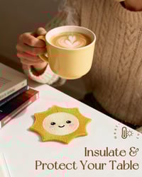 Image 4 of Woven Drink Coasters Set (3pcs) – Crochet Cup Coasters for Coffee Table &amp; Desk Decor