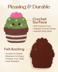 Image 5 of Woven Drink Coasters Set (3pcs) – Crochet Cup Coasters for Coffee Table &amp; Desk Decor