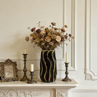 Image 7 of Black Ceramic Vase – Vertical Stripe Decorative Flower Vase for Home &amp; Office
