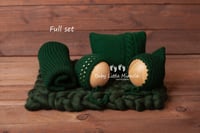 Image 2 of Knitted pillow wrap bonnet hats green