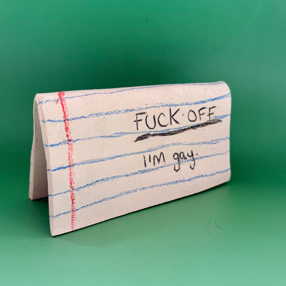 Image of F Off I’m Gay stoneware Note folded