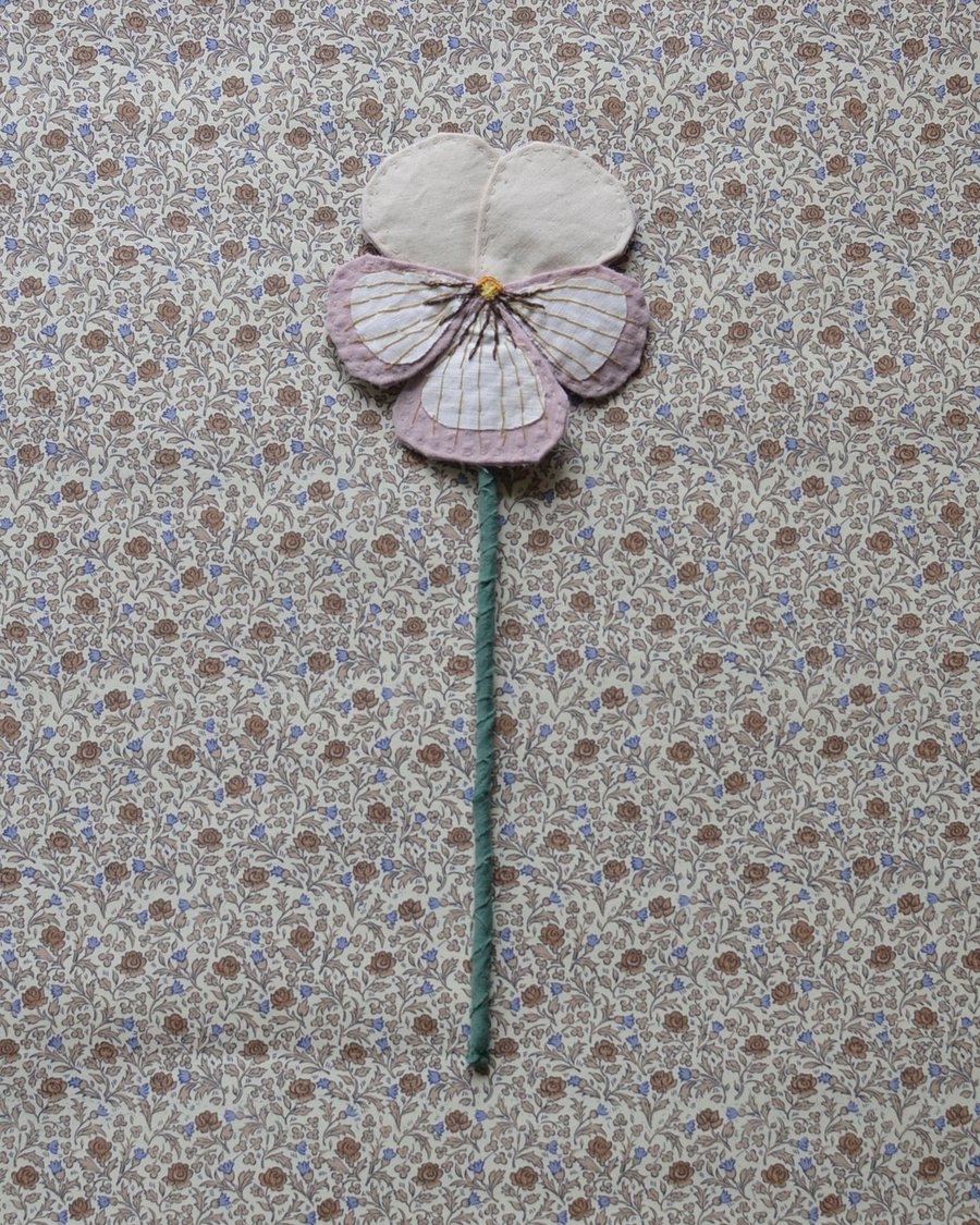 Image of Fabric Flower - Cream and dusty purple/rose
