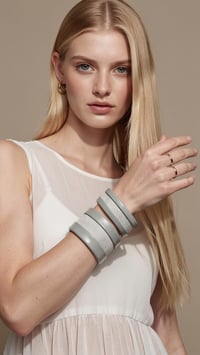 Image 2 of Bracciale bangle artigianale in pelle ESSENTIAL MEDIUM - Cenere