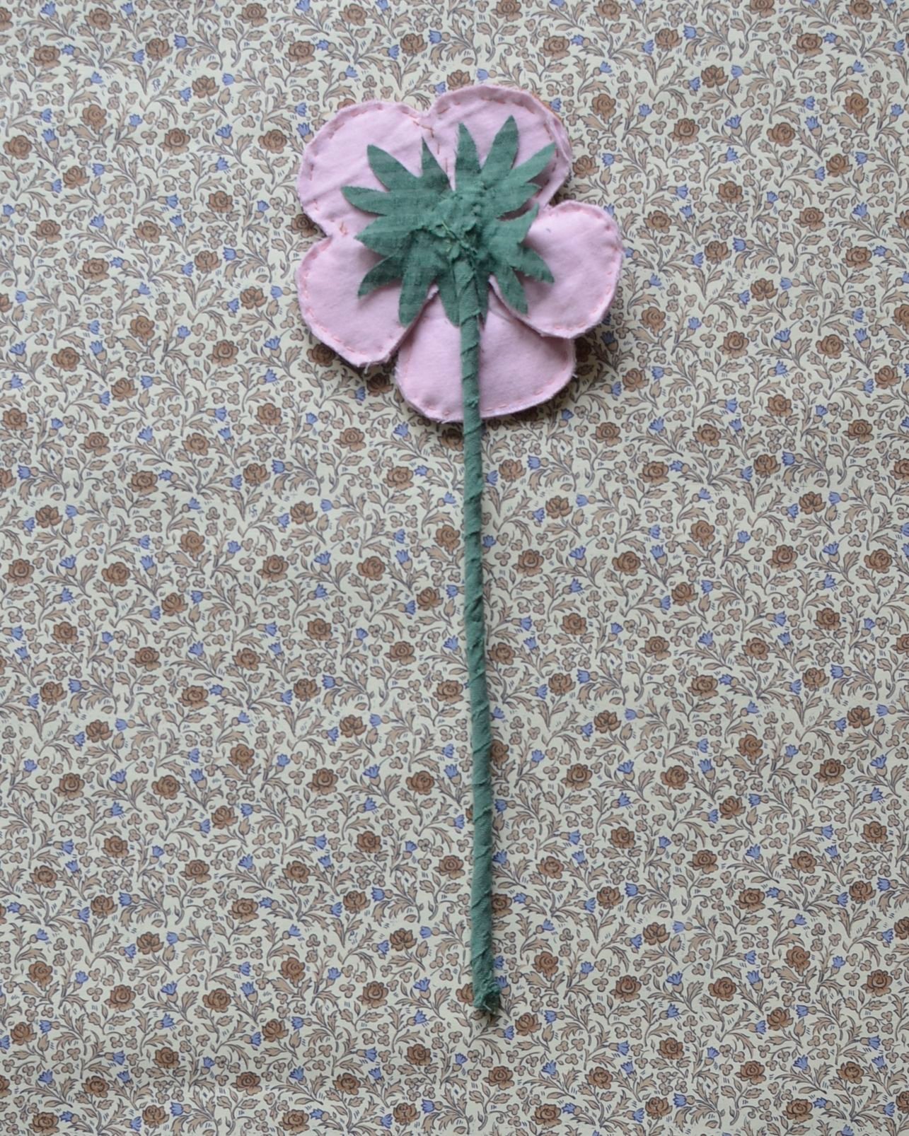 Image of Fabric Flower - Warm brown and light pink