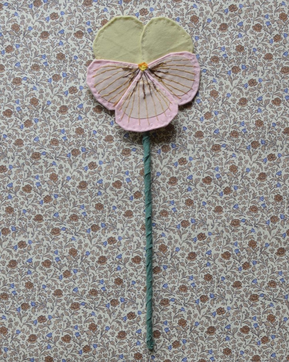 Image of Fabric Flower - Light yellow and light pink