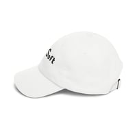 Image 3 of Stay Soft Dad Cap — Minimal Embroidered White Baseball Hat
