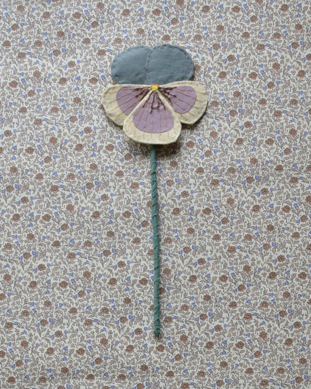 Image of Fabric Flower - Petrol and dusty purple, light yellow